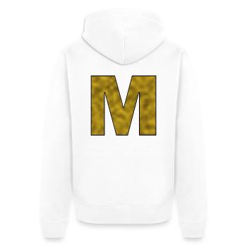 Buchstabe M Gold - Unisex Premium Bio Zip Hoodie - Weiß - Hinten - Thijin (182cm)