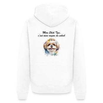 Shih Tzu rayon de soleil - Veste à capuche bio Premium Unisexe - blanc - Dos - Thijin (182cm)