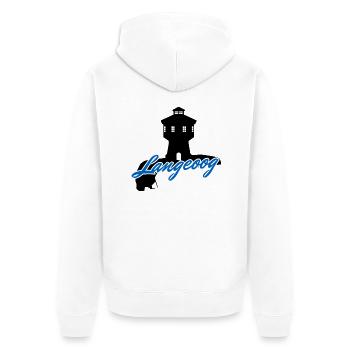 Langeoog Umriss & Wasserturm - Unisex Premium Bio Zip Hoodie - Weiß - Hinten - Thijin (182cm)