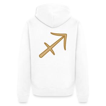 Sagittarius Zodiac Symbol Two Tone Golden - Unisex Premium Organic Zip Hoodie - white - Back - Thijin (182cm)