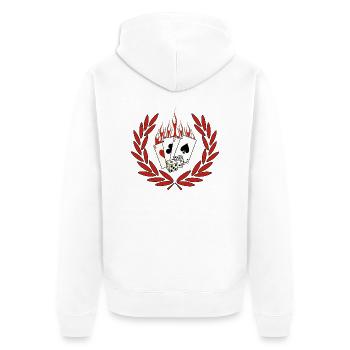 Poker number1 - Unisex Premium Organic Zip Hoodie - white - Back - Thijin (182cm)