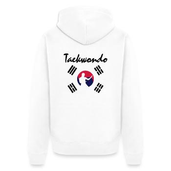 Taekwondo - Unisex Premium Bio Zip Hoodie - Weiß - Hinten - Thijin (182cm)