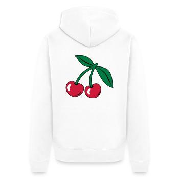 Kirsche - Unisex Premium Bio Zip Hoodie - Weiß - Hinten - Thijin (182cm)