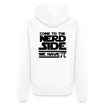 Come to the Nerd Side - Exclusive Edition - Unisex Premium Bio Zip Hoodie - Weiß - Hinten - Thijin (182cm)