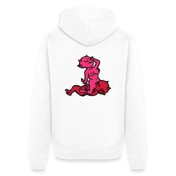 teufels-sex ... von wicki_de - Unisex Premium Bio Zip Hoodie - Weiß - Hinten - Thijin (182cm)