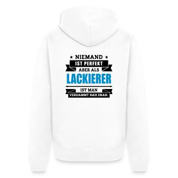 Funshirt Lackierer - Unisex Premium Bio Zip Hoodie - Weiß - Hinten - Thijin (182cm)