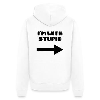 I'm with stupid :) - Veste à capuche bio Premium Unisexe - blanc - Dos - Thijin (182cm)
