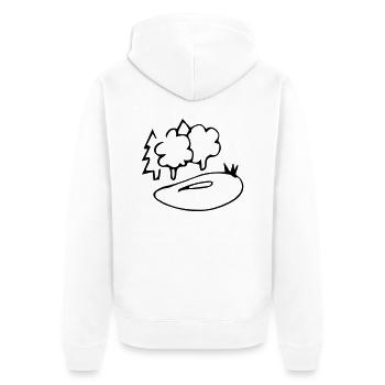 Waldsee,Wald,Teich,Landschaft,Reflexion,Fluss,Baum - Unisex Premium Bio Zip Hoodie - Weiß - Hinten - Thijin (182cm)