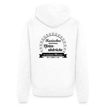 Pfotenabdrücke Kaninchen Hasen Spruch Widder - Unisex Premium Bio Zip Hoodie - Weiß - Hinten - Thijin (182cm)
