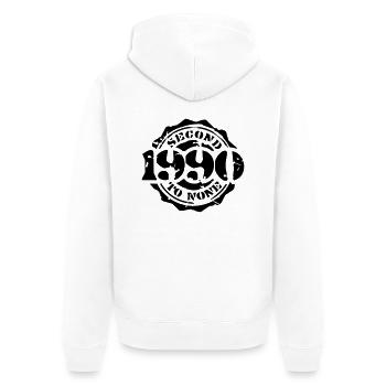 1990 - Second to None - Unisex Premium Bio Zip Hoodie - Weiß - Hinten - Thijin (182cm)
