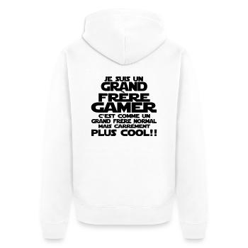 je suis un grand frère gaMER - Veste à capuche bio Premium Unisexe - blanc - Dos - Thijin (182cm)
