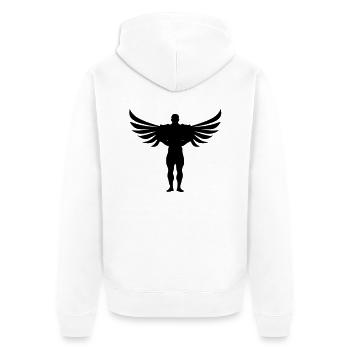 Engel superheld - Unisex Premium Bio Zip Hoodie - Weiß - Hinten - Thijin (182cm)