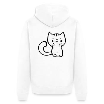 Fuck off kitty - cat finger - Cat - Kitty - Unisex Premium Organic Zip Hoodie - white - Back - Thijin (182cm)
