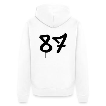 Graffiti : 87 - Unisex Premium Organic Zip Hoodie - white - Back - Thijin (182cm)