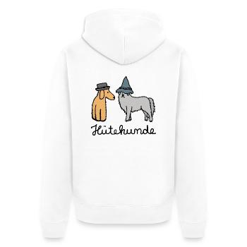 Huetehunde Hütehund Hunde mit Hut - Unisex Premium Bio Zip Hoodie - Weiß - Hinten - Thijin (182cm)