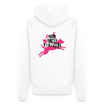 God save the pigs Color - Unisex Premium Bio Zip Hoodie - Weiß - Hinten - Thijin (182cm)