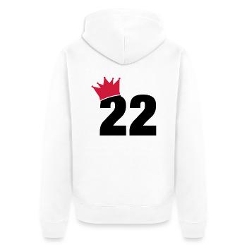 22_krone_f2 - Unisex Premium Bio Zip Hoodie - Weiß - Hinten - Thijin (182cm)