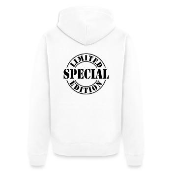limited edition special - Unisex Premium Bio Zip Hoodie - Weiß - Hinten - Thijin (182cm)