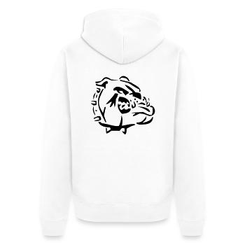 Bulldogge - Unisex Premium Bio Zip Hoodie - Weiß - Hinten - Thijin (182cm)