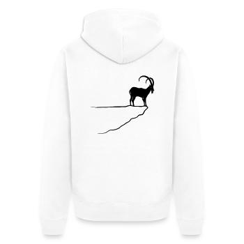 bouquetin capricorne chèvre mouton les Alpes roc - Veste à capuche bio Premium Unisexe - blanc - Dos - Thijin (182cm)
