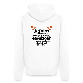 je t'aime tellement que je pourrais te donner... - Veste à capuche bio Premium Unisexe - blanc - Dos - Thijin (182cm)