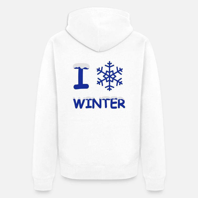 J'aime flocon de neige de l'hiver - Veste à capuche bio Premium Unisexe - blanc