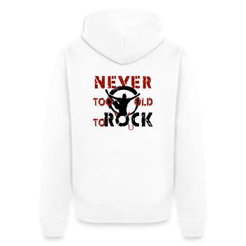never too old to rock - Unisex Premium Bio Zip Hoodie - Weiß - Hinten - Thijin (182cm)
