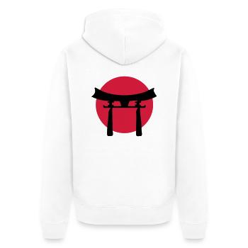 japan_sign_2c - Unisex Premium Bio Zip Hoodie - Weiß - Hinten - Thijin (182cm)
