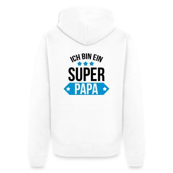 Ich bin ein Super Papa ! - Unisex Premium Organic Zip Hoodie - white - Back - Thijin (182cm)
