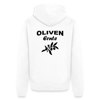 Olivenernte Oliven - Unisex Premium Bio Zip Hoodie - Weiß - Hinten - Thijin (182cm)