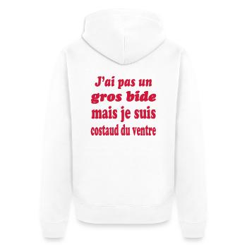 J'ai gros bide mais je suis costaud du ventre - Veste à capuche bio Premium Unisexe - blanc - Dos - Thijin (182cm)