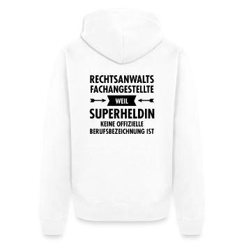 Rechtsanwaltsfachangestellte - Superheldin - Unisex Premium Bio Zip Hoodie - Weiß - Hinten - Thijin (182cm)