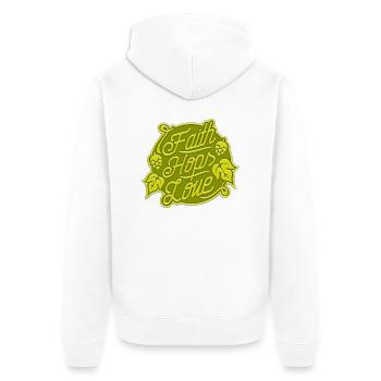 Craft Beer T-Shirt Faith, Hops, Love - Unisex Premium Bio Zip Hoodie - Weiß - Hinten - Thijin (182cm)