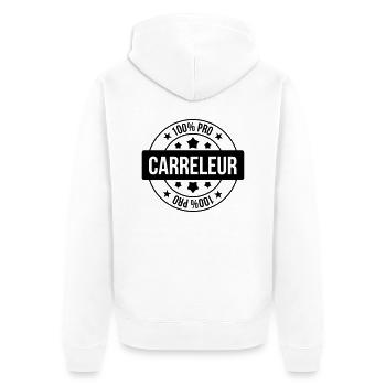 Fliesenleger / Bau / Fliesen / Maurer - Unisex Premium Bio Zip Hoodie - Weiß - Hinten - Thijin (182cm)