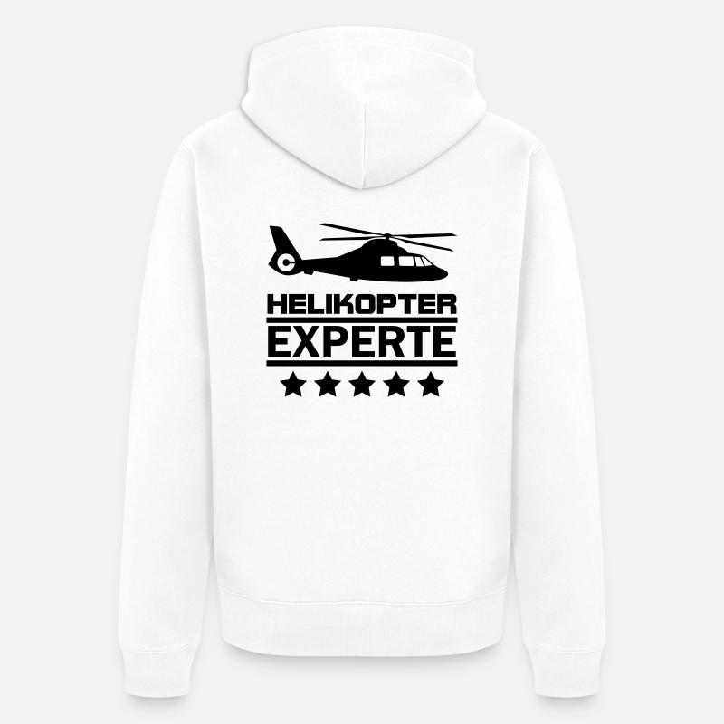 helikopter experte - Unisex Premium Bio Zip Hoodie - Weiß