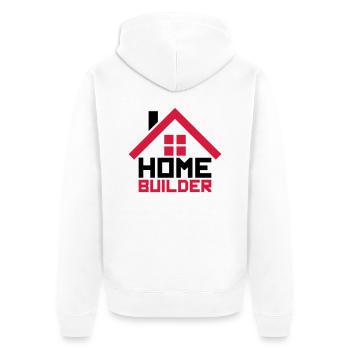 eigenheim home builder haus bauen gebaeude logo de - Unisex Premium Bio Zip Hoodie - Weiß - Hinten - Thijin (182cm)