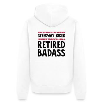Former speedway rider retired badass - Unisex Premium Organic Zip Hoodie - white - Back - Thijin (182cm)