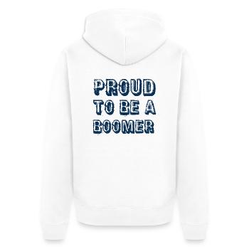 Proud to be a boomer - Unisex Premium Bio Zip Hoodie - Weiß - Hinten - Thijin (182cm)