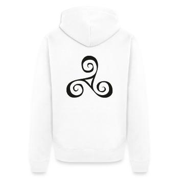 Triskele - Unisex Premium Bio Zip Hoodie - Weiß - Hinten - Thijin (182cm)