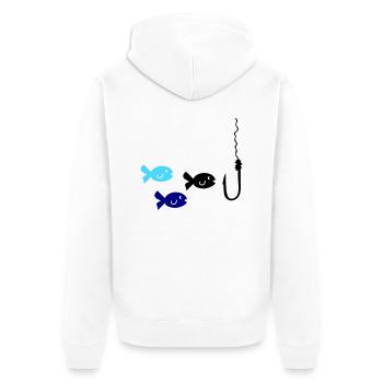 Fishing Fish - Unisex Premium Organic Zip Hoodie - white - Back - Thijin (182cm)