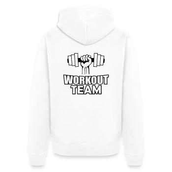 Workout Team - Unisex Premium Organic Zip Hoodie - white - Back - Thijin (182cm)