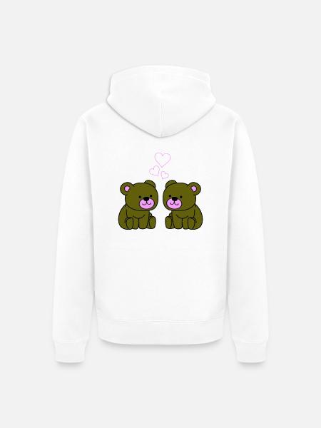 Teddy Bear Love - Unisex Premium Organic Zip Hoodie - white