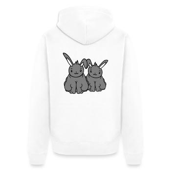 2 Bunnies Fat Friends Team Crew Overweight Fat - Unisex Premium Organic Zip Hoodie - white - Back - Thijin (182cm)