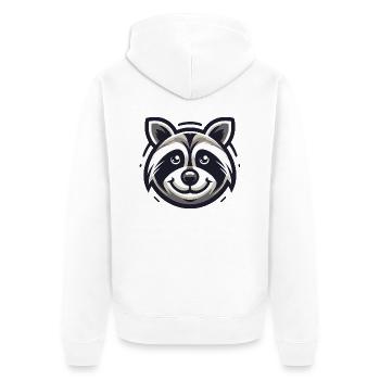 Waschbär Nachtfänger - Unisex Premium Bio Zip Hoodie - Weiß - Hinten - Thijin (182cm)