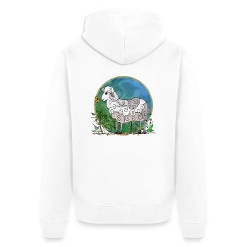 Schaf - Unisex Premium Bio Zip Hoodie - Weiß - Hinten - Thijin (182cm)