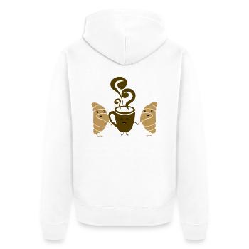 croissant kaffee - Unisex Premium Bio Zip Hoodie - Weiß - Hinten - Thijin (182cm)