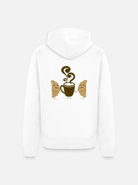 Croissant Coffee - Unisex Premium Organic Zip Hoodie - white