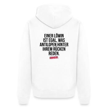 Löwin - Unisex Premium Bio Zip Hoodie - Weiß - Hinten - Thijin (182cm)