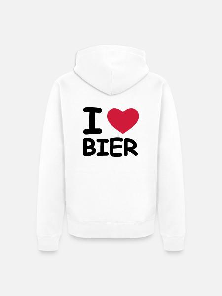 I Love Bier - Unisex Premium Bio Zip Hoodie - Weiß