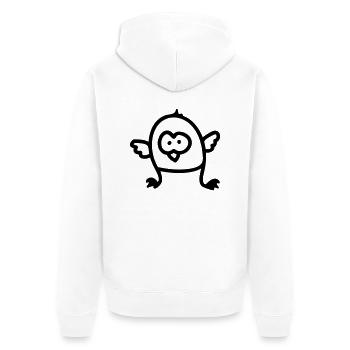 Kleiner Vogel - Line - Unisex Premium Bio Zip Hoodie - Weiß - Hinten - Thijin (182cm)